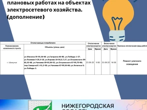 Шахунский РЭС информирует о плановых работах на объектах электросетевого хозяйства.