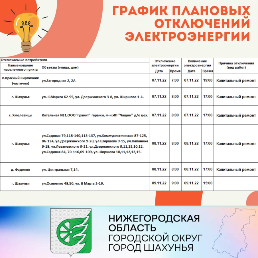 Шахунский РЭС информирует о плановых работах на объектах электросетевого хозяйства.
